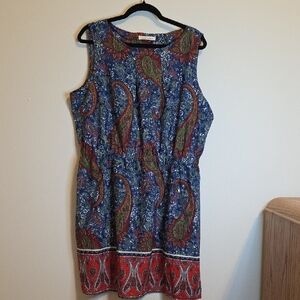 Speed Control Blue and Red Paisley Midi Dress.